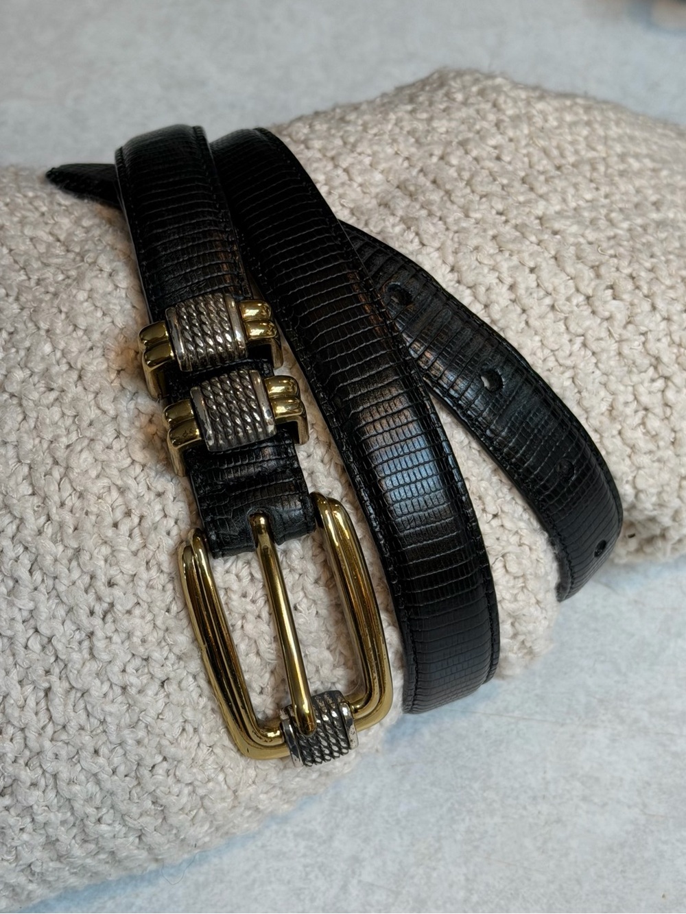Brighton Black Leather Women's Belt with Gold Accent Buckle